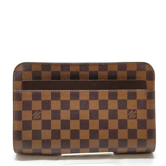 Authentic Louis Vuitton LV Clutch Saint Louis Ebene Brown Damier mn480-121325 - Picture 1 of 16